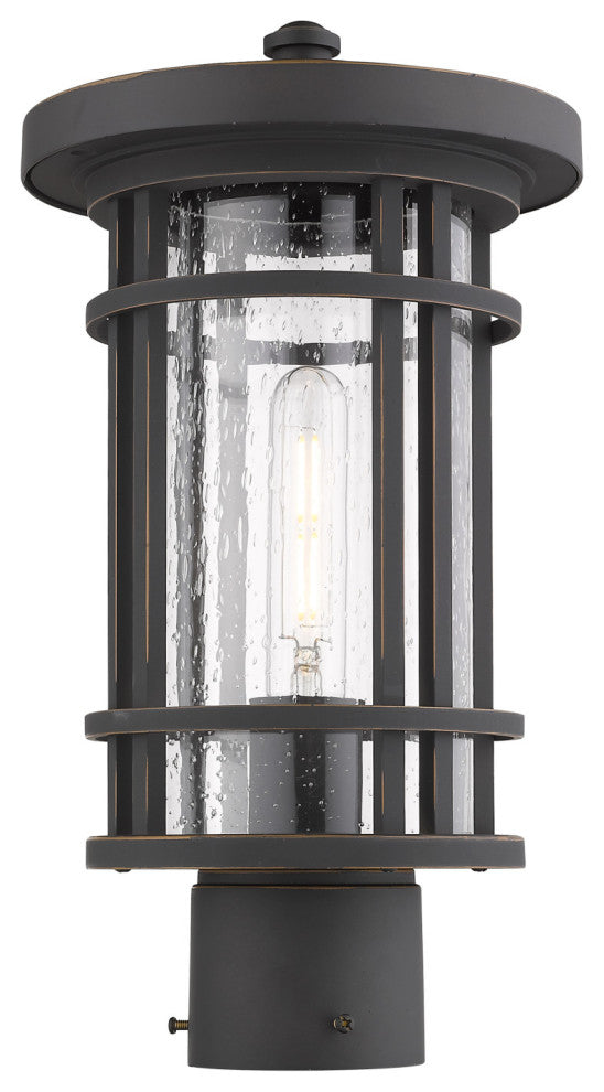 Z-Lite 570PHM Jordan 15" Tall Outdoor Single Head Post Light - Oil Rubbed
