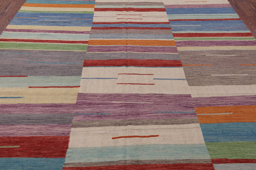 Kilim Flat Weave Wool On Wool Reversible Rug 9' 5" X 12' 0" - Q12593