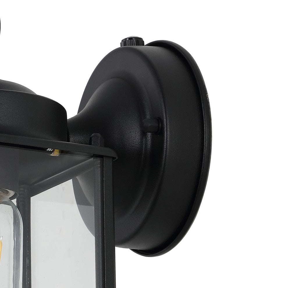 Boston 4.25" 1-Light Iron/Glass Outdoor LED Sconce, Black/Clear, Set of 2