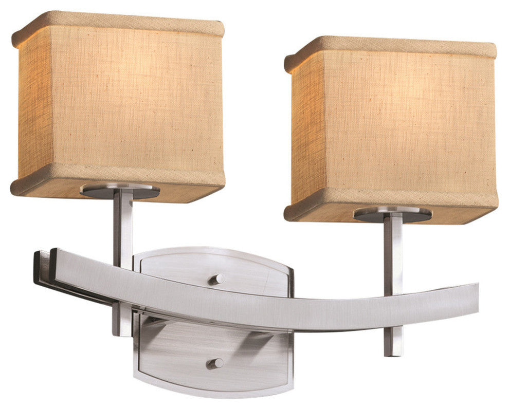 Textile Archway 2-Light Bath Bar, Rectangle, Cream Fabric Shade