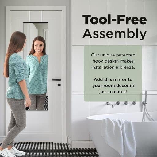 Over The Door Mirror Full Length 13.7"x48" - Aluminum Frame Bathroom