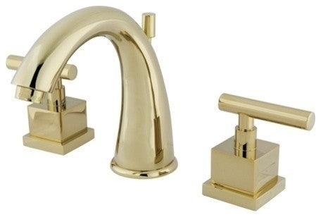 Kingston Brass Widespread Bathroom Faucet With Brass Pop-Up, Polished Brass