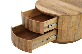 Christa 2-Drawer 30" Round Coffee Table, Natural Mango