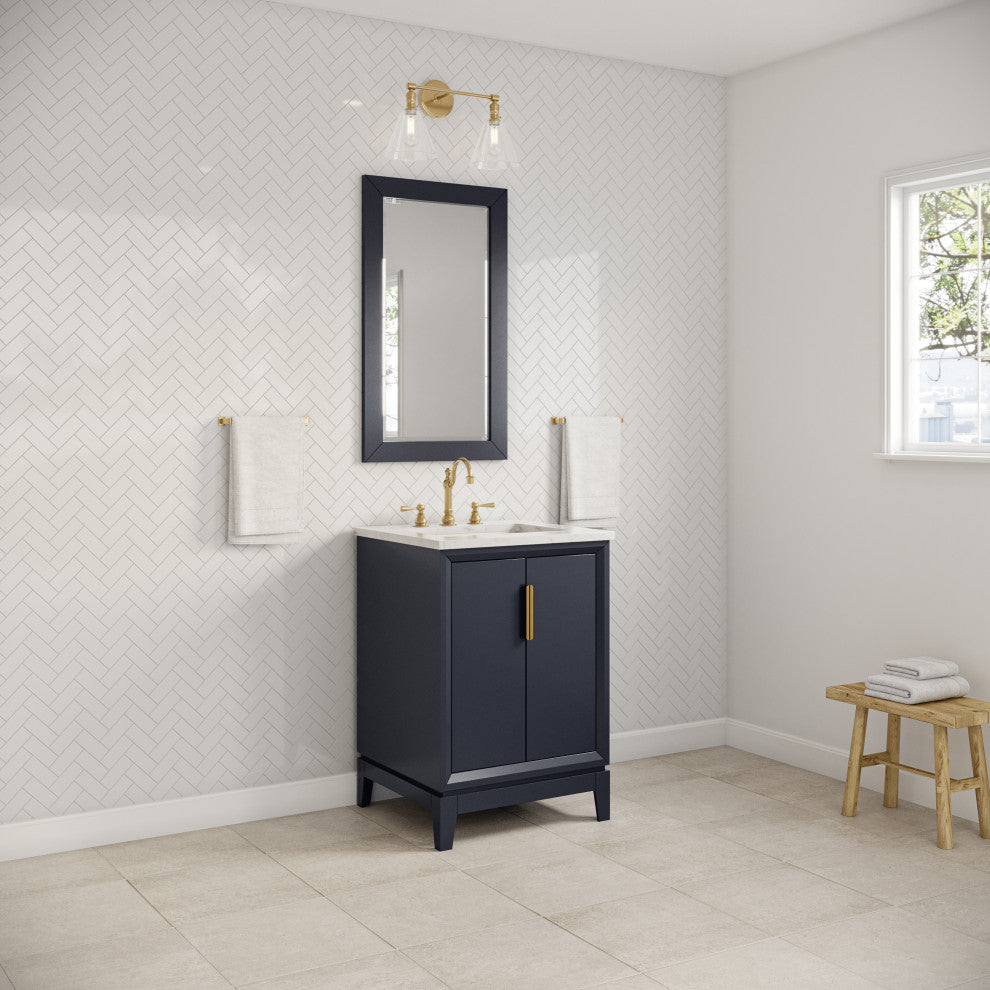Elizabeth 24" Single Sink Carrara White Marble Vanity, Monarch Blue