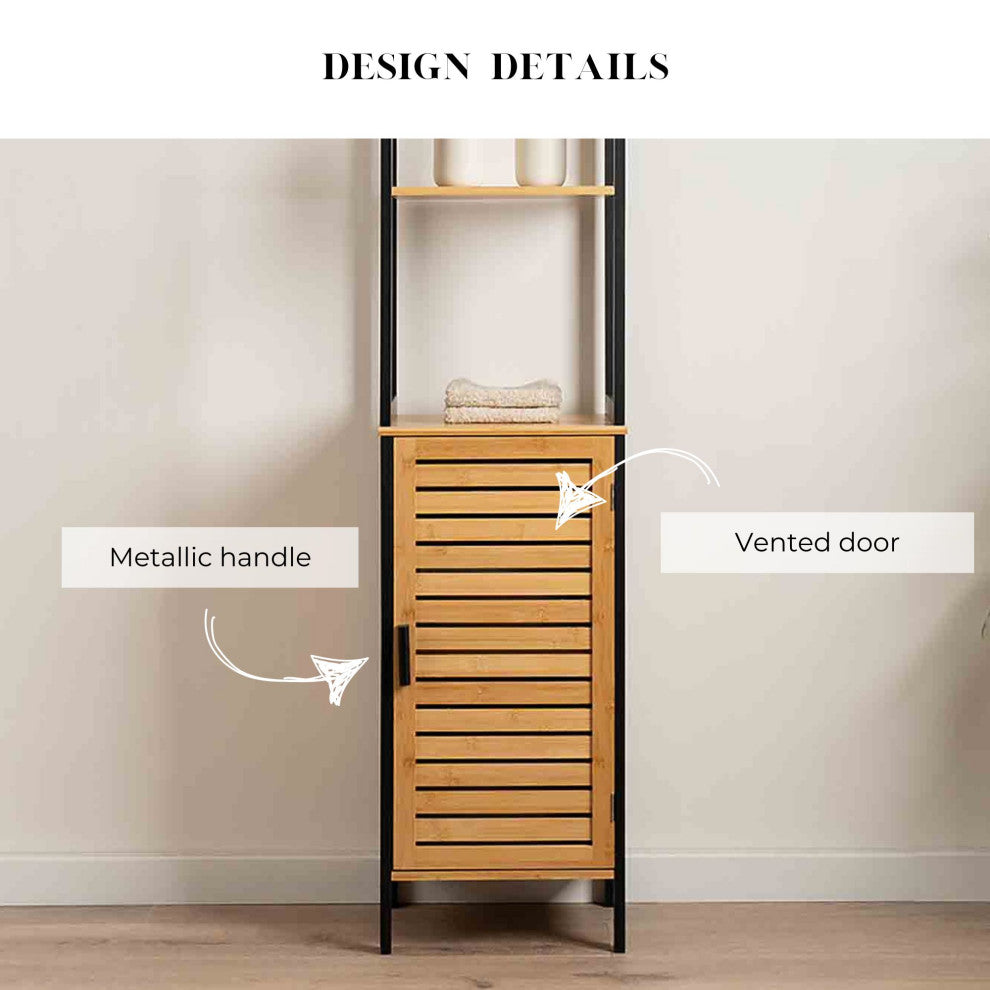 Tall Bathroom Storage Cabinet, Slim Linen Cabinet for Bathroom Organization, Cebu