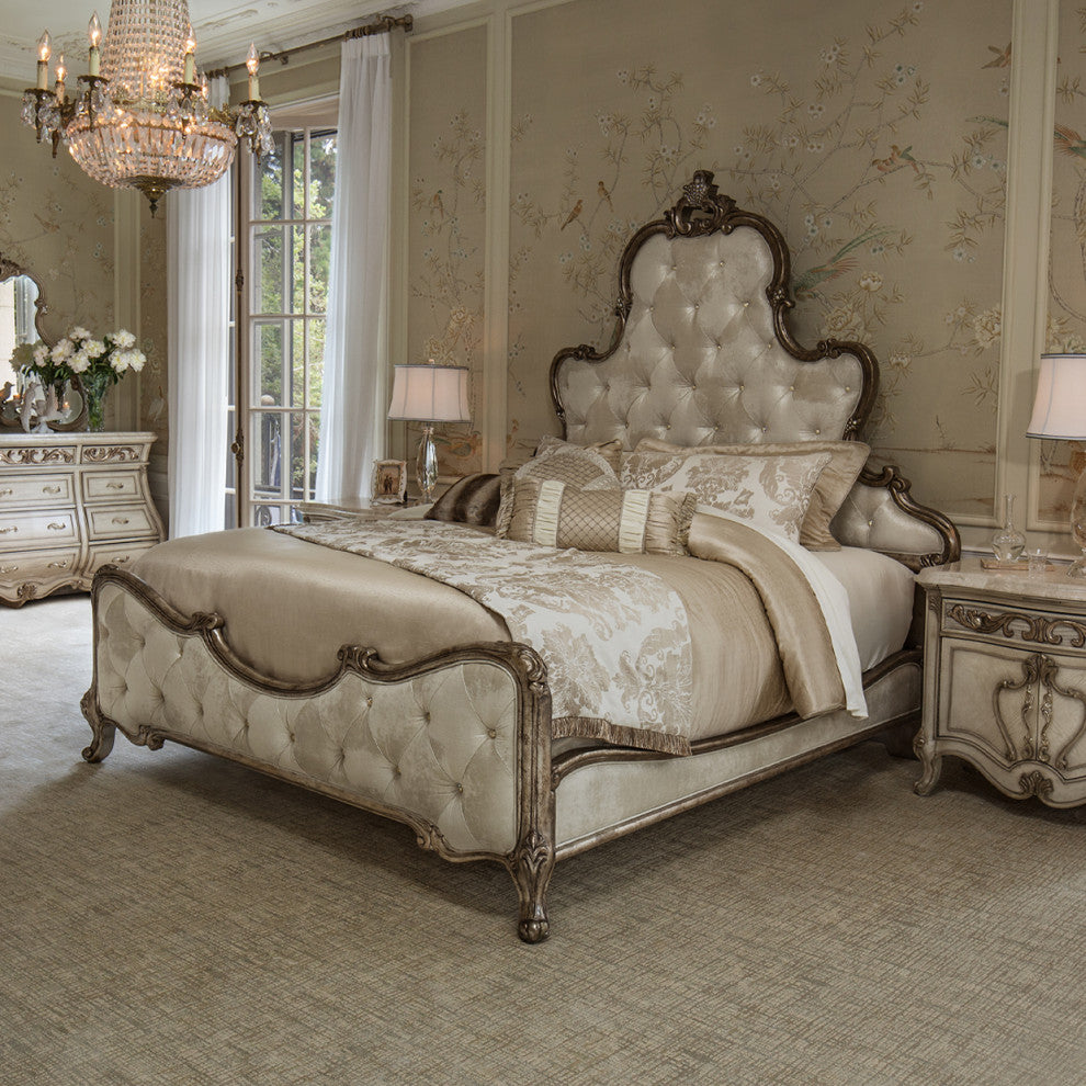 AICO Furniture Platine de Royale 3-Piece Eastern King Panel Bedroom Set