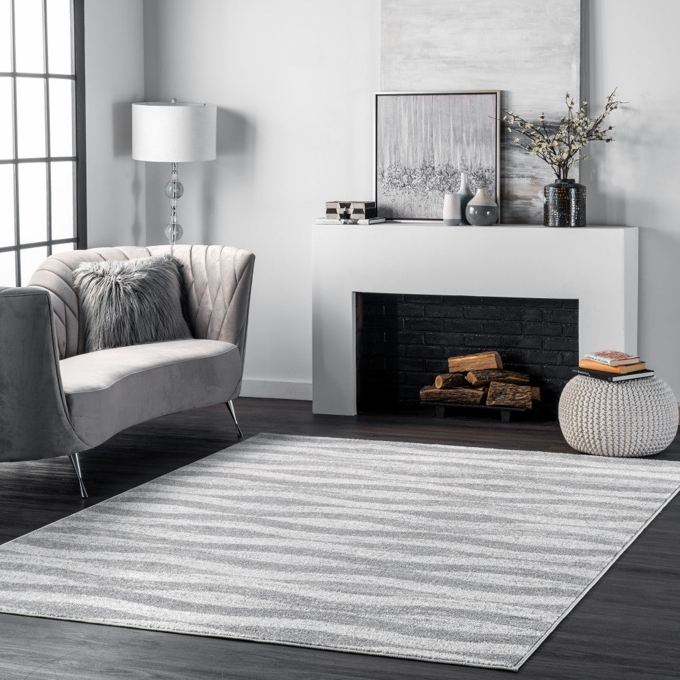 Nuloom Tristan Contemporary Waves Area Rug, Grey 5'x8'