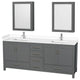 80"DBL Vanity Dark Gray, White Cult. Marble Countertop, Sinks, Med. Cabinets