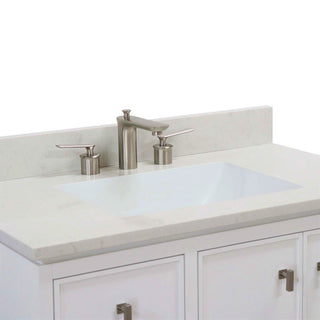 37" Single Sink Vanity, White With Engineered Stone Top