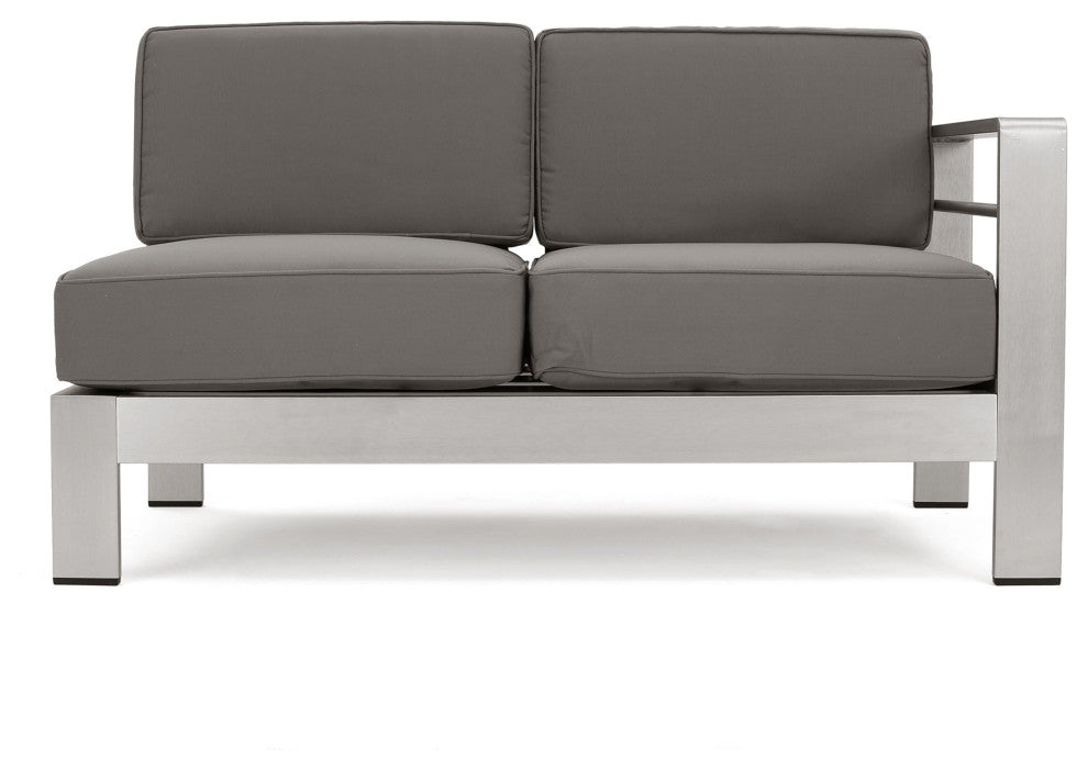 GDF Studio Emily Coral Outdoor Sectional Set With Ottomans and Coffee Table
