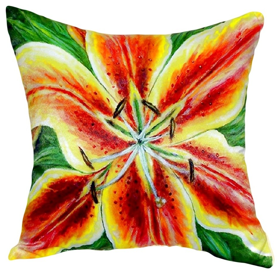 Yellow Lily No Cord Pillow - Set of Two 18x18