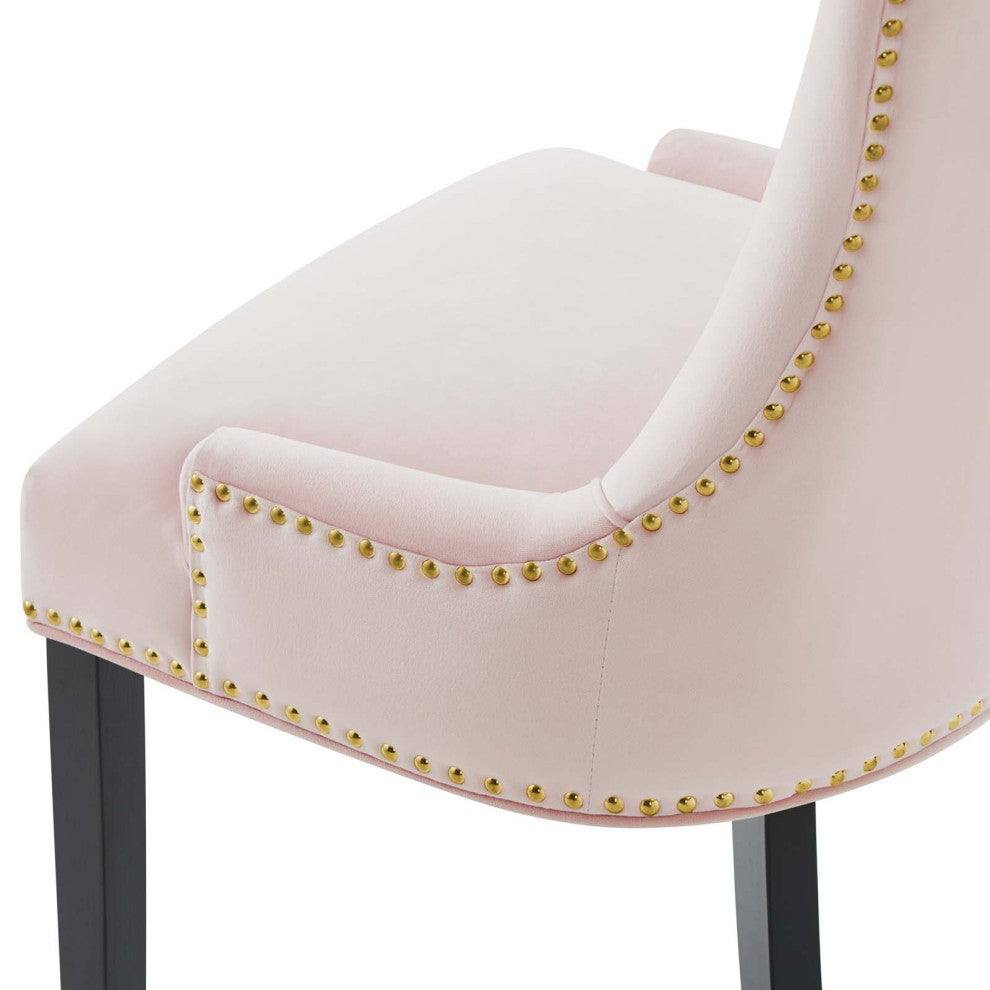 Dining Chair, Nailhead, Set of 2, Pink, Velvet, Modern, Cafe Bistro Hospitality
