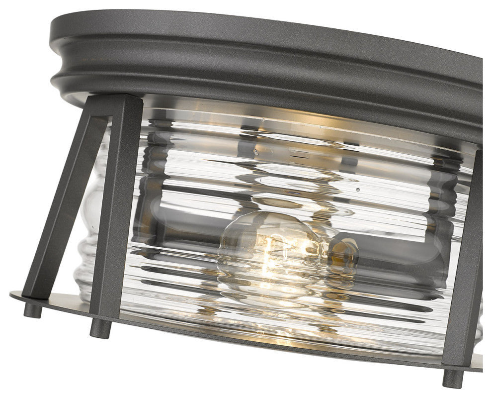 Zlite 491F2-BRZ 2-Light Flush Mount, Clear