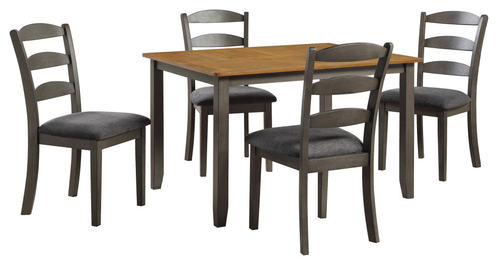 West Lake 47' 5-Piece Dining Table Set, Antique Natural Top/Gray Base