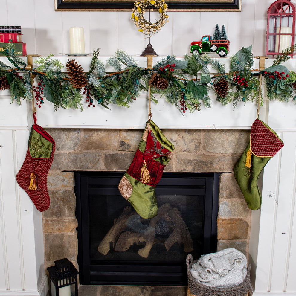 Garland and Christmas Stocking Holder, Gold, 3 Pack