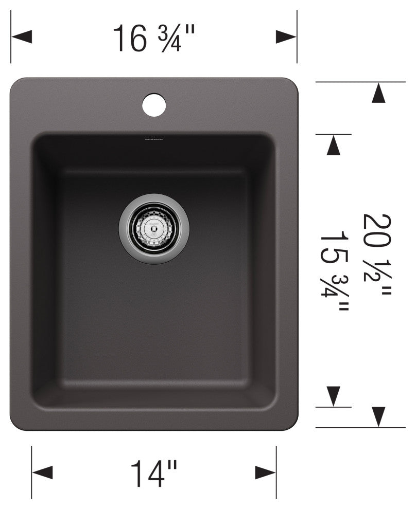Blanco 443237 Liven 16-3/4" Drop-In/Undermount Single Basin - Anthracite