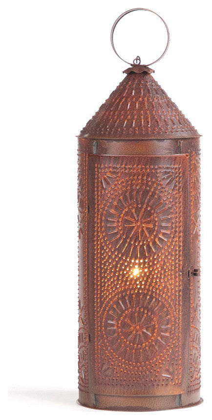 22" Chimney Lantern, Rustic Tin