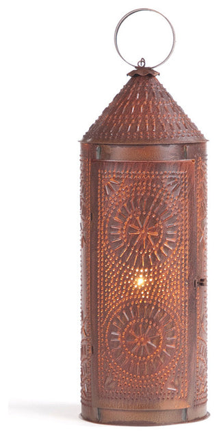 22" Chimney Lantern, Rustic Tin