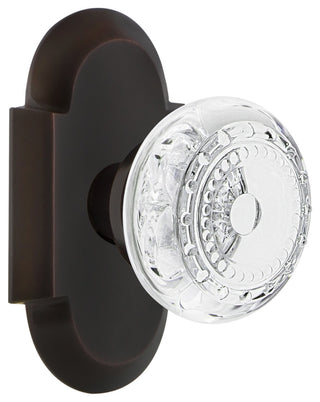 Cottage Plate Privacy Crystal Meadows Knob, Timeless Bronze, 2.75"