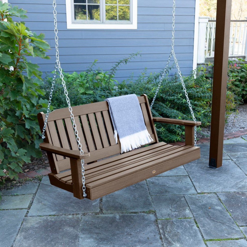 Bodhi Pergola and Lehigh Swing Set, Weathered Acorn