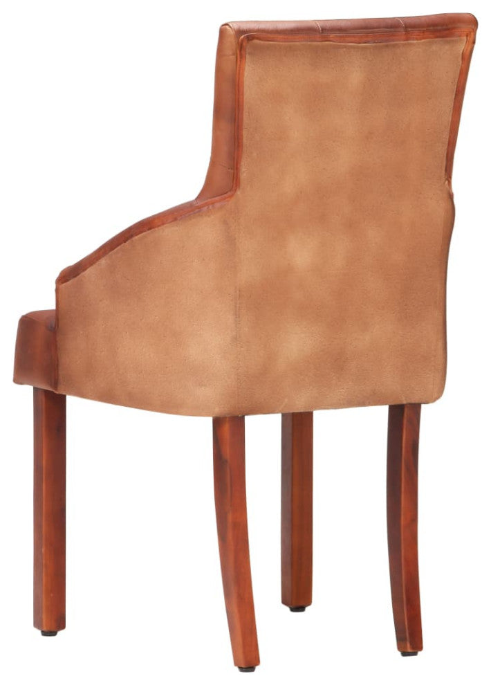 vidaXL Dining Chairs 6 pcs Brown Real Goat Leather