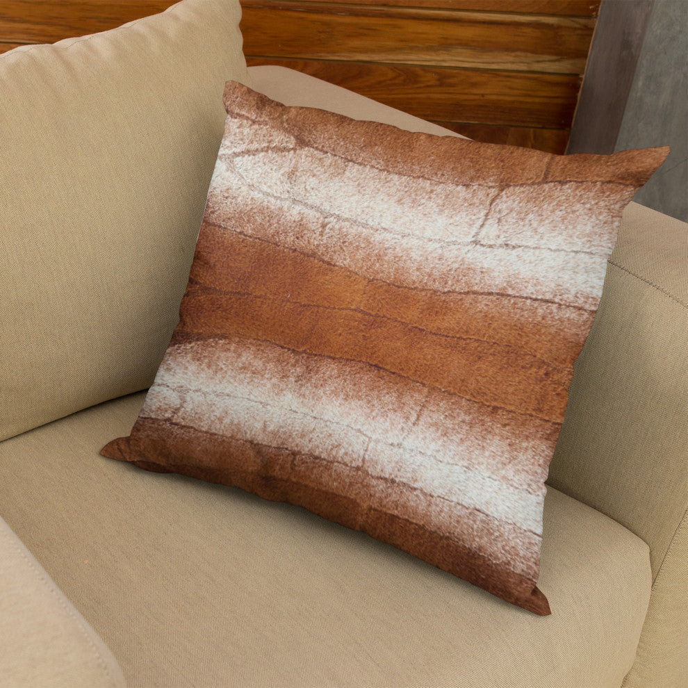 Plutus Orange Brown Furever Faux Fur Throw Pillow, 22" x 22"