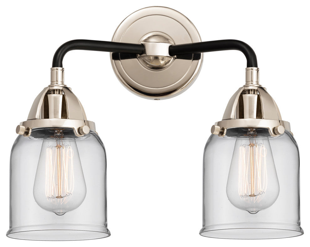 Small Bell Bath Vanity Light, Black Polished Nickel, Clear, Clear