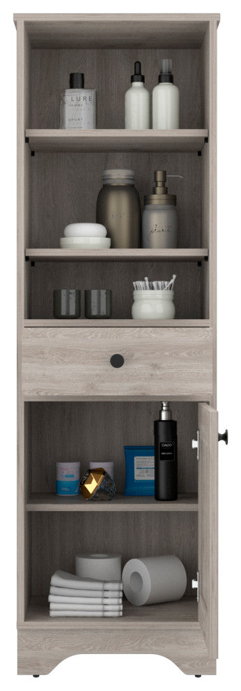 DEPOT E-SHOP Norwalk Linen Cabinet with Drawer, Light Gray, Cabinet
