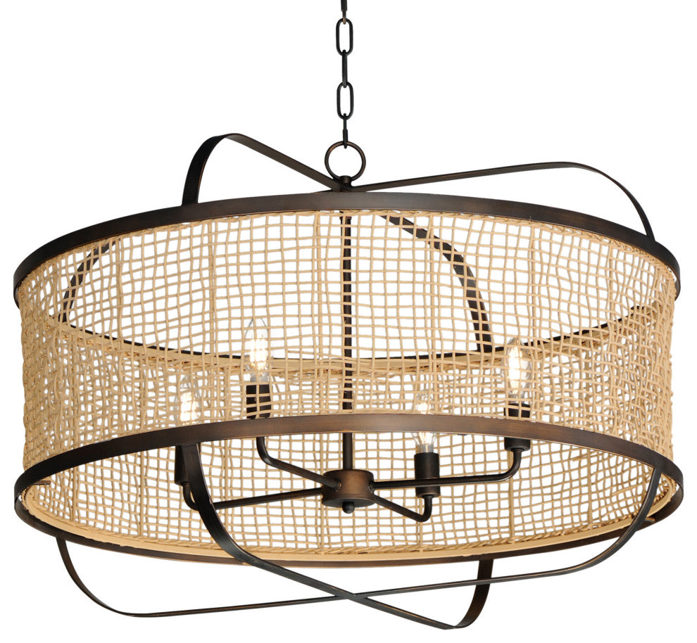 Maxim 22475 Cestino 4 Light 30"W Drum Chandelier - Antique Bronze