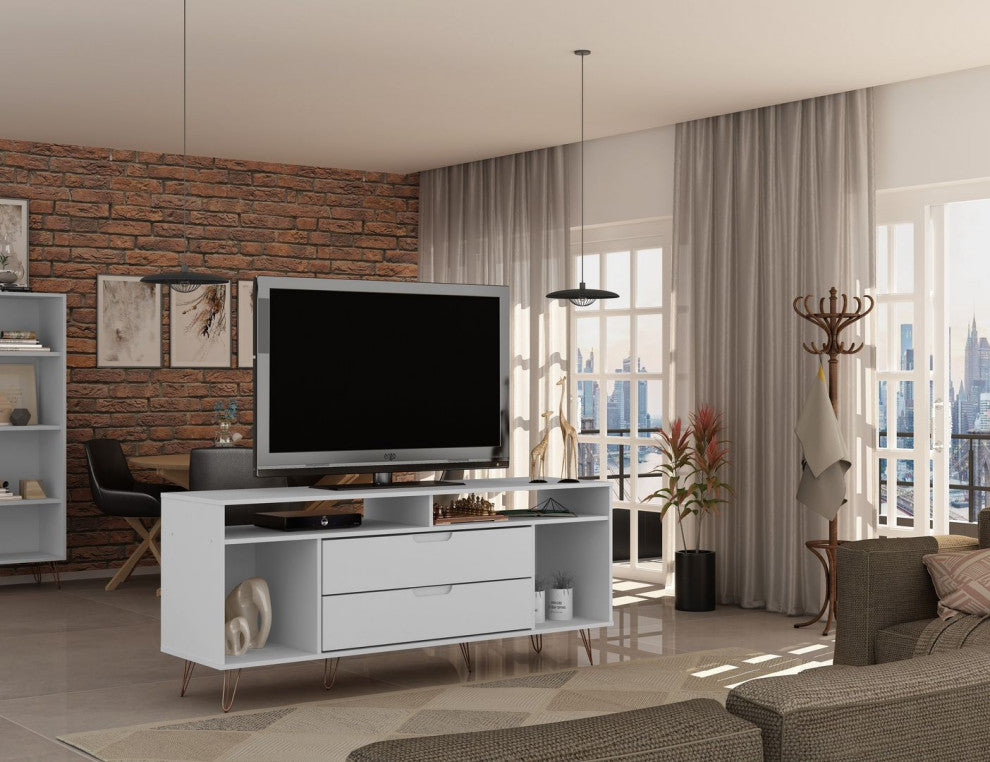 Rockefeller 63" TV Stand, White
