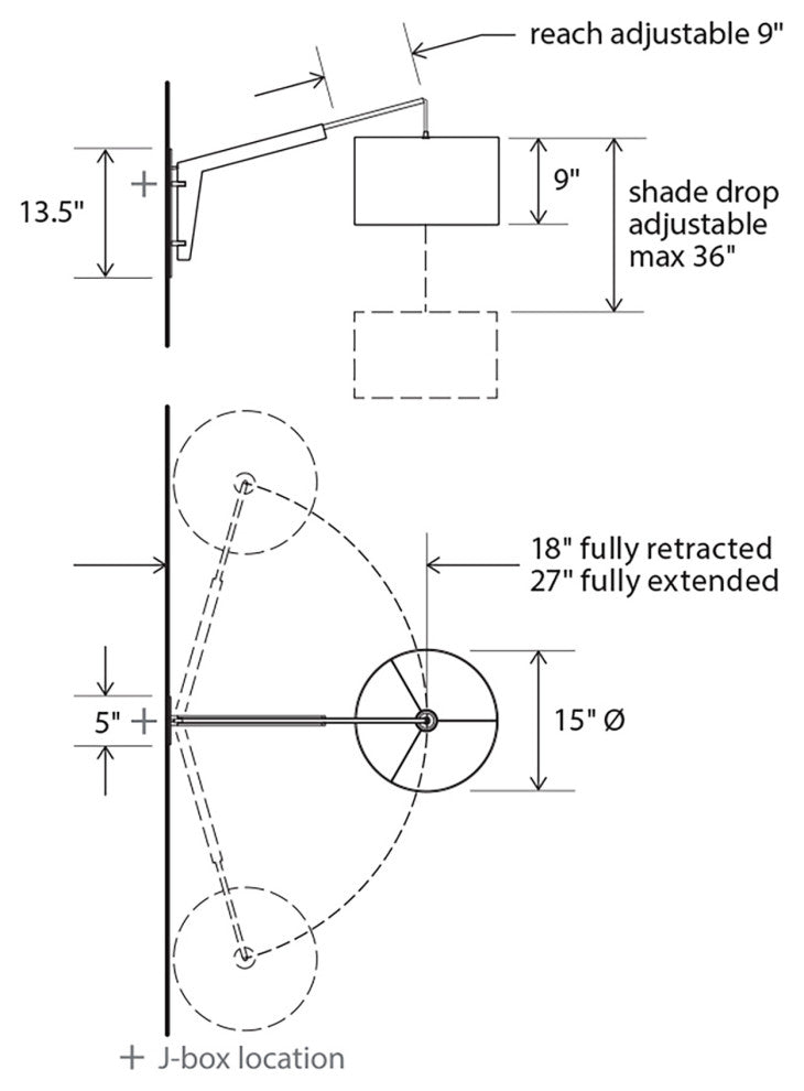 Talea 1-Light Articulate Wall Sconce, Dark Walnut/ White Shade, Aluminum Backplate