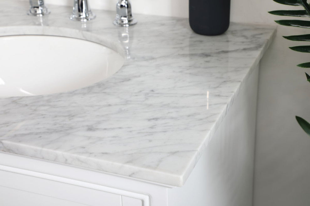 Amber Single Bathroom Vanity, Blue, White, 32"