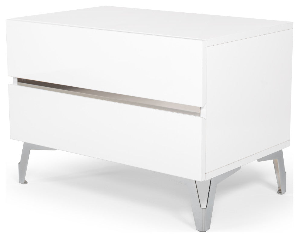Nova Domus Angela Italian White Eco Leather Bed, Nightstands and Wings, Queen