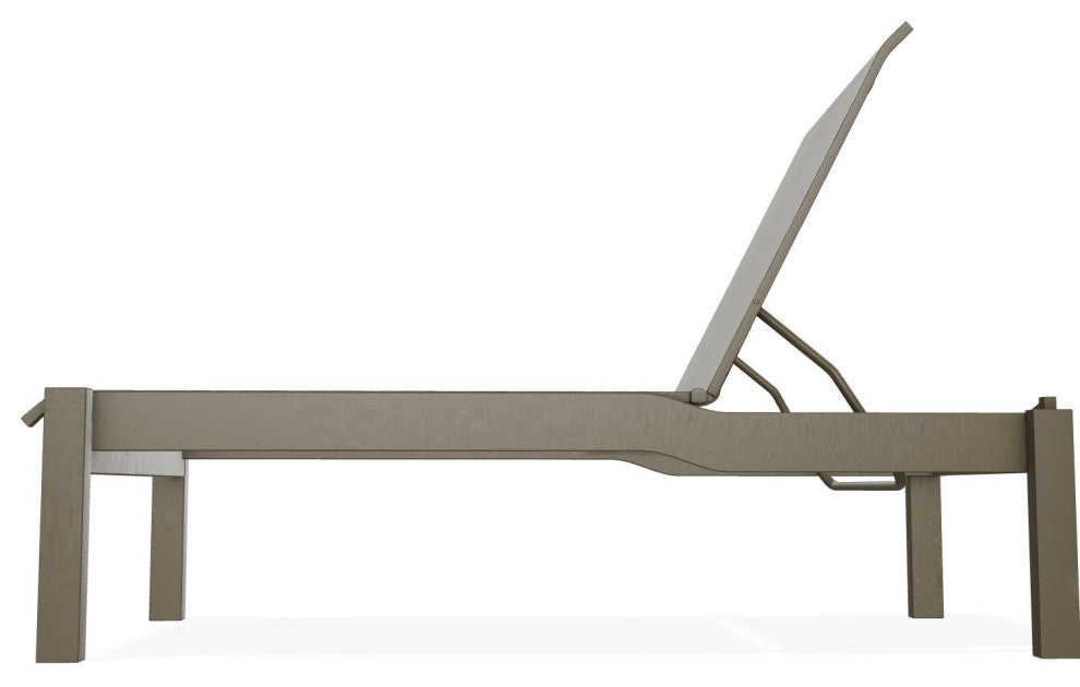 Leeward Sling Stackable Outdoor Chaise Lounge, Augustine Oyster/Beachwood