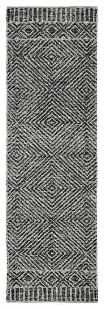 HomeRoots 108" X 156" Grey or Black Wool Rug