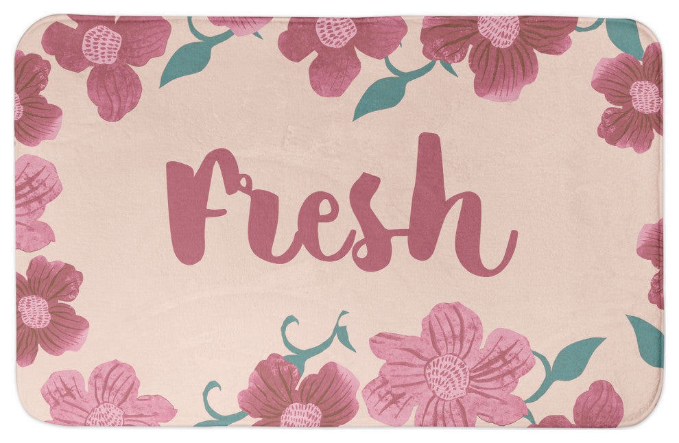 Fresh Pink Florals 34x21 Bath Mat
