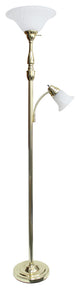 Elegant Designs 2 Light Mother Daughter Floor Lamp With White Marble Glass, Gold