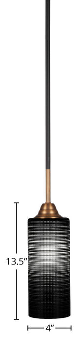 Paramount 1-Light Mini Pendant, Matte Black & Brass, 4" Black Matrix Glass