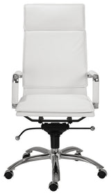 Gunar Pro High Back Office Chair, White Leatherette/Chrome