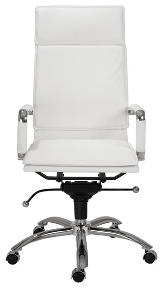 Gunar Pro High Back Office Chair, White Leatherette/Chrome