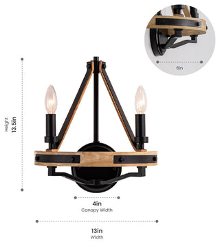 Savannah 2 Light Wall Sconce Matte Black