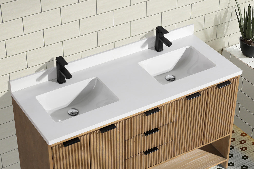 Ari Kitchen and Bath San Diego Bath Vanity, Weathered Fir, 55", Freestanding