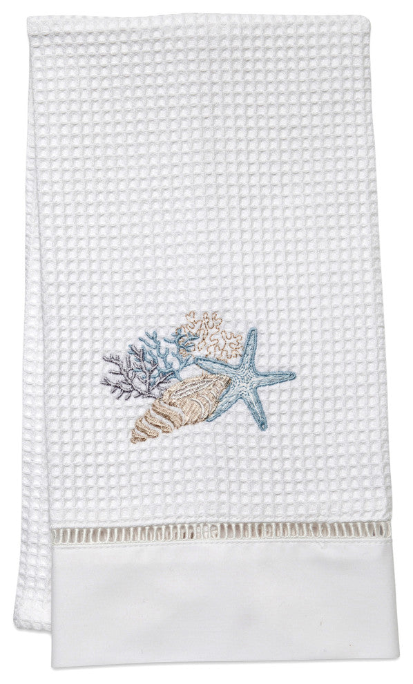 Waffle Weave Guest Towel, Shell Collection, Duck Egg Blue