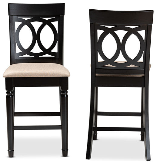 Verina Sand Espresso Browned 2-Piece Wood Counter Stool Set