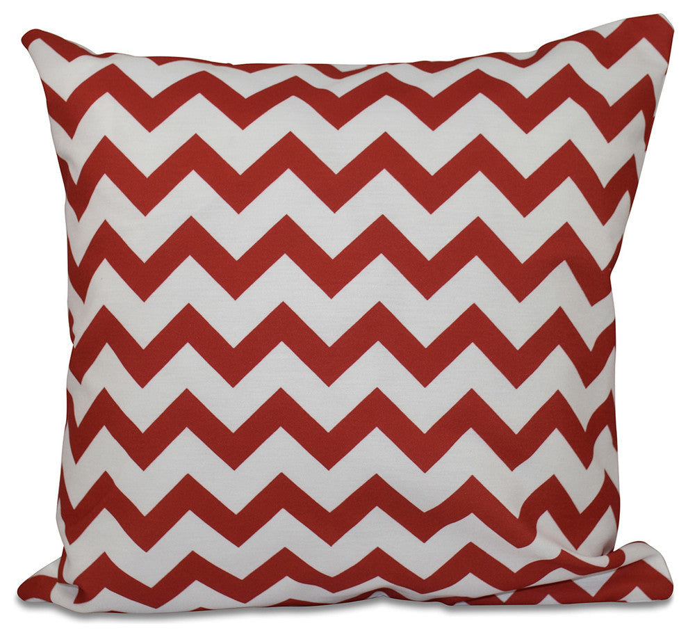 Chevron Decorative Outdoor Pillow, Red, 20"x20"