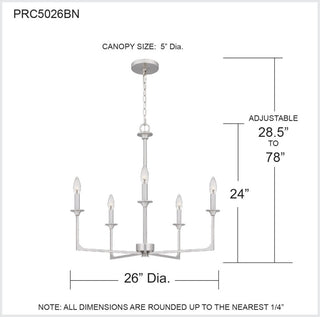 Quoizel PRC5026 Prescott 5 Light 26"W Taper Candle Style - Matte Black