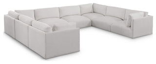 Ease Polyester Upholstered U-Shaped Modular Sectional, Cream, 8 Piece: 4 Corner, 4 Armless