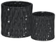Cylindrical Pots, Wide Mouth and Embossed Wave Design Body, 2-Piece Set, Black