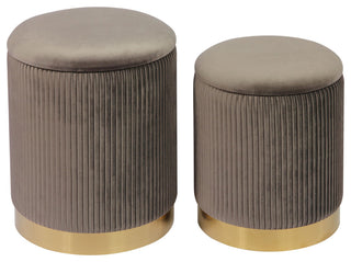 TOV Furniture Channeled Grey Velvet Storage Ottomans - Set of 2