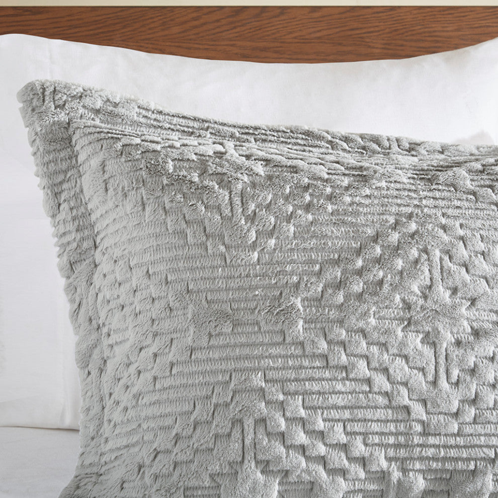 Woolrich Teton Plush Embroidered 3-Piece Coverlet Mini Set, Grey